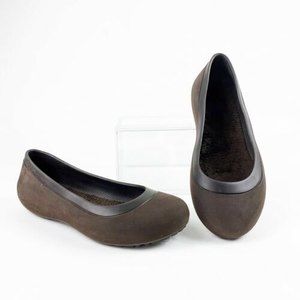 Crocs Mammoth Womens Size 7 Brown Ballet Fur Lined Flats Shoes